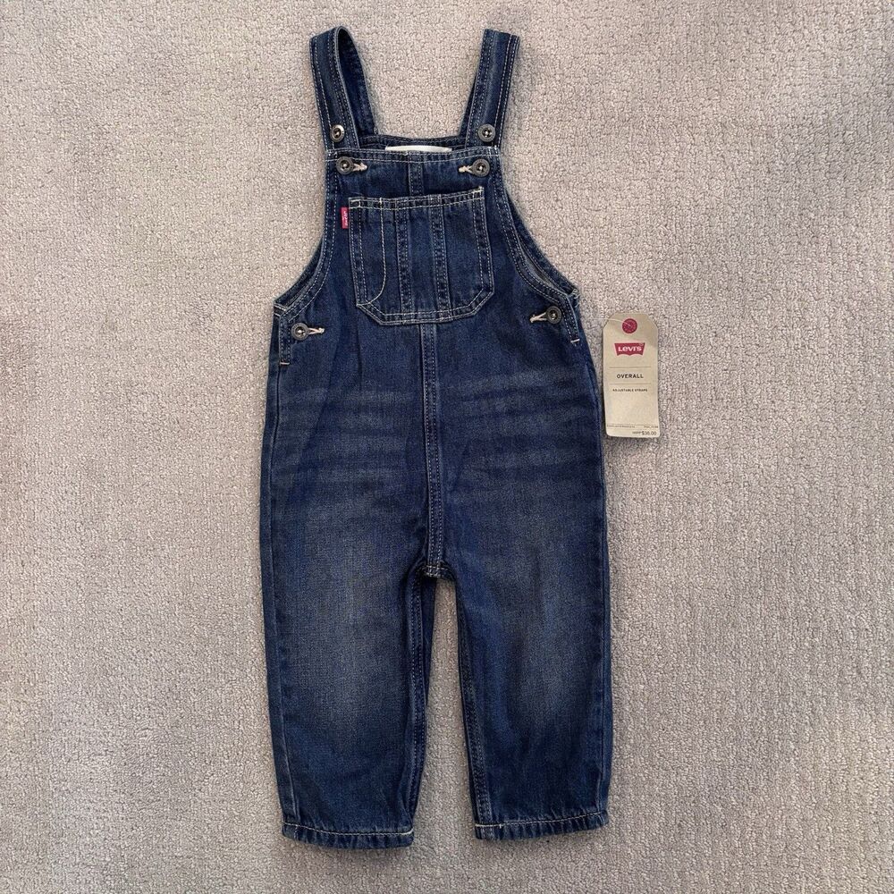 NWT Levi’s Toddler Denim Overalls 2T Blue Jean Bib Adjustable Straps Unisex $36